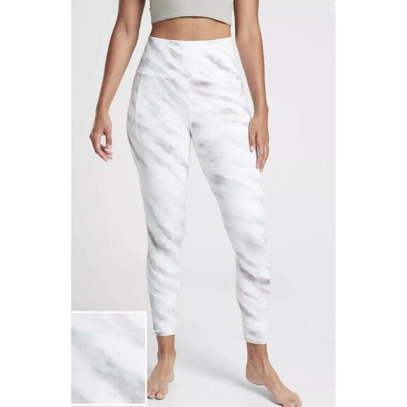 ATHLETA Salutation Stash Pocket II 7/8 Crop SP High Waist‎ Legging White Tie Dye - Picture 10 of 12
